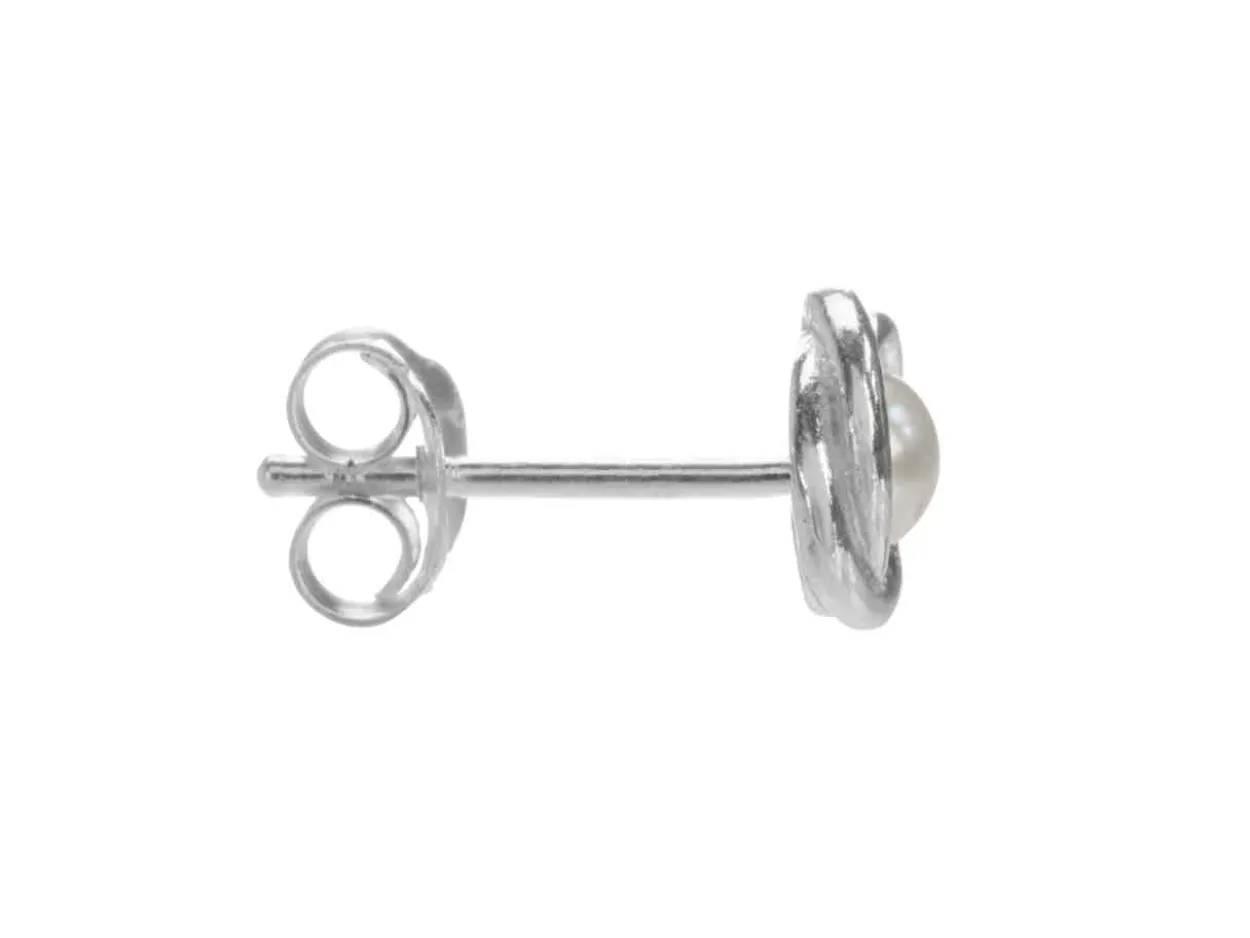Sterling Silver Fresh Water Cultured Pearls Knot Stud Earrings