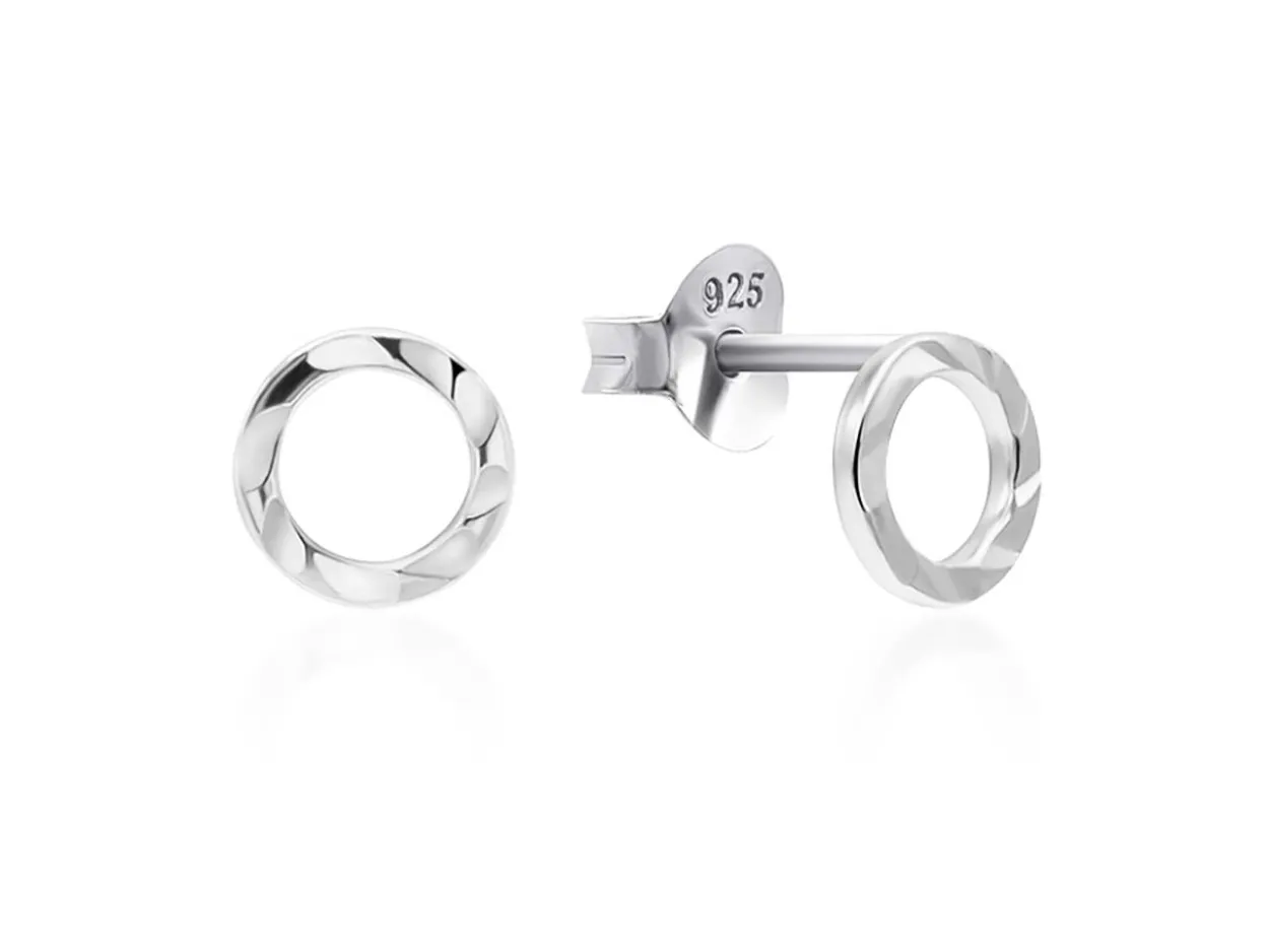 Sterling Silver Hammered Design Stud Earrings
