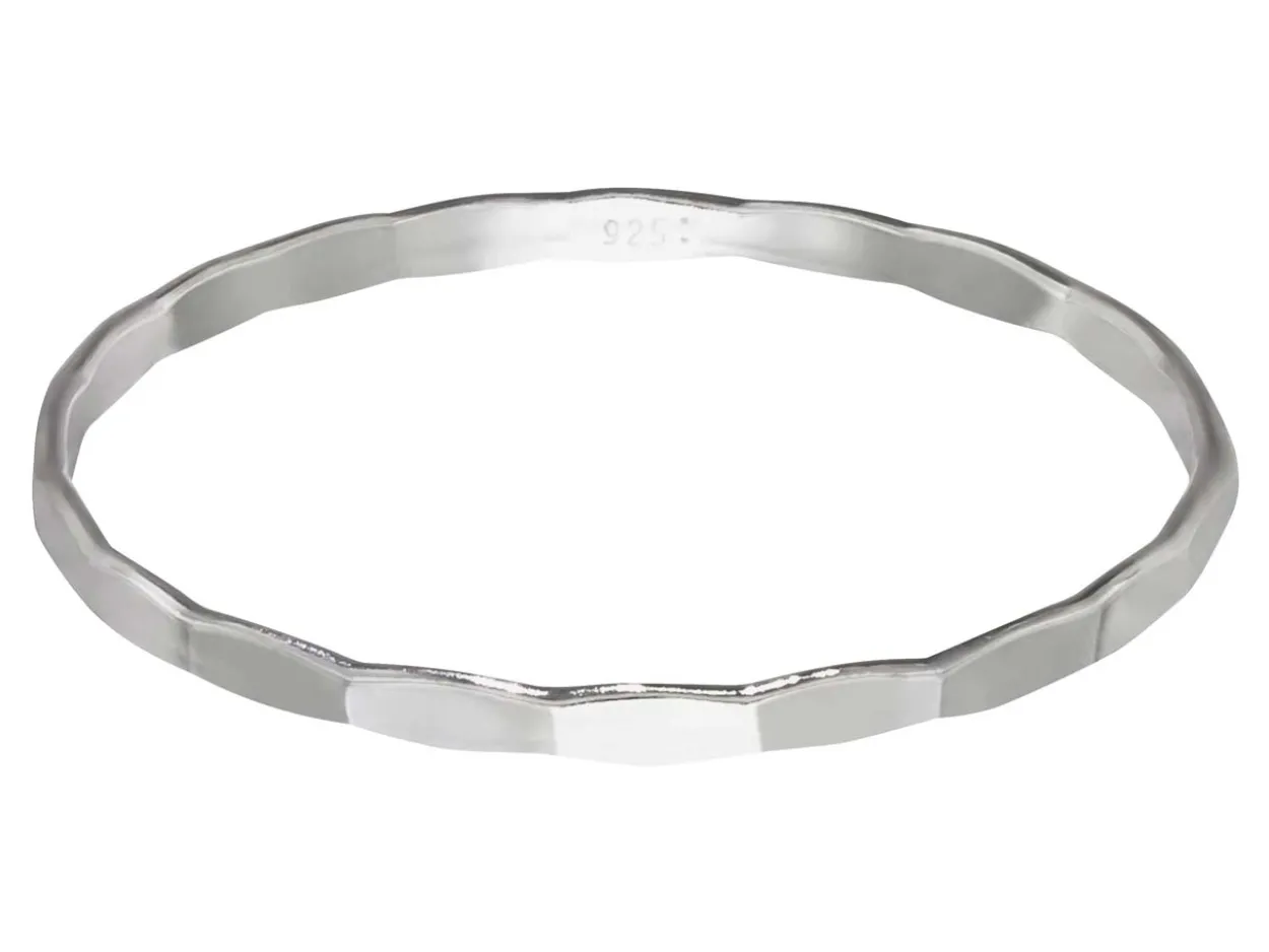 Sterling Silver Hammered Ring 1.5mm Size N1/2