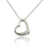 Sterling Silver Hanging Heart Pendant On 16"/40cm Chain