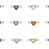 Sterling Silver Heart Birthstone Czbezel Connectors Set