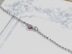 Sterling Silver Heart Birthstone Czbezel Connectors Set