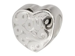 Sterling Silver Heart Charm Bead With 'love'
