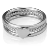 Sterling Silver Heart Design Three Stacking Rings, Size O