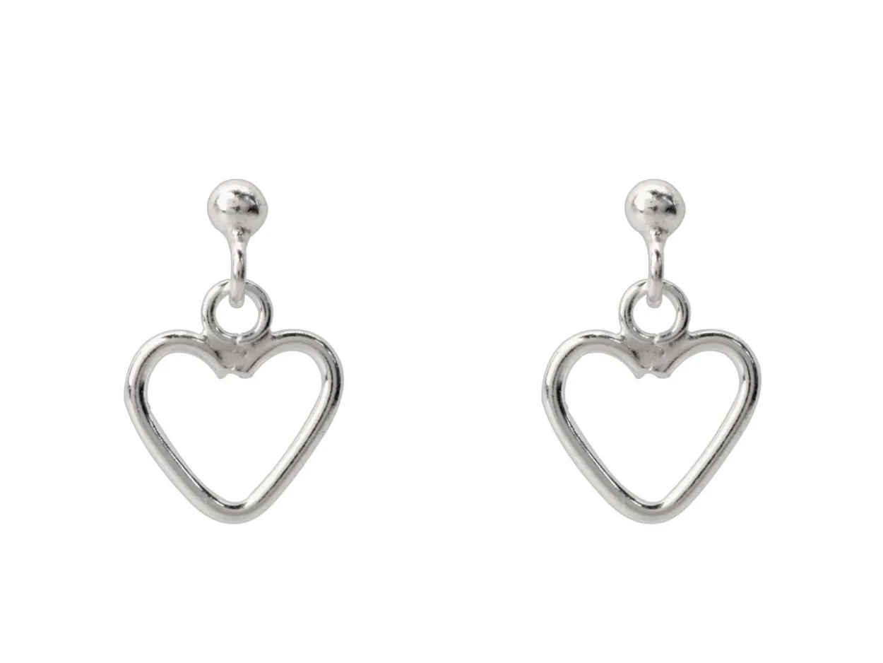 Sterling Silver Heart Design Drop Earrings