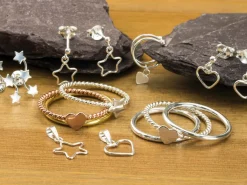 Sterling Silver Heart Design Drop Earrings