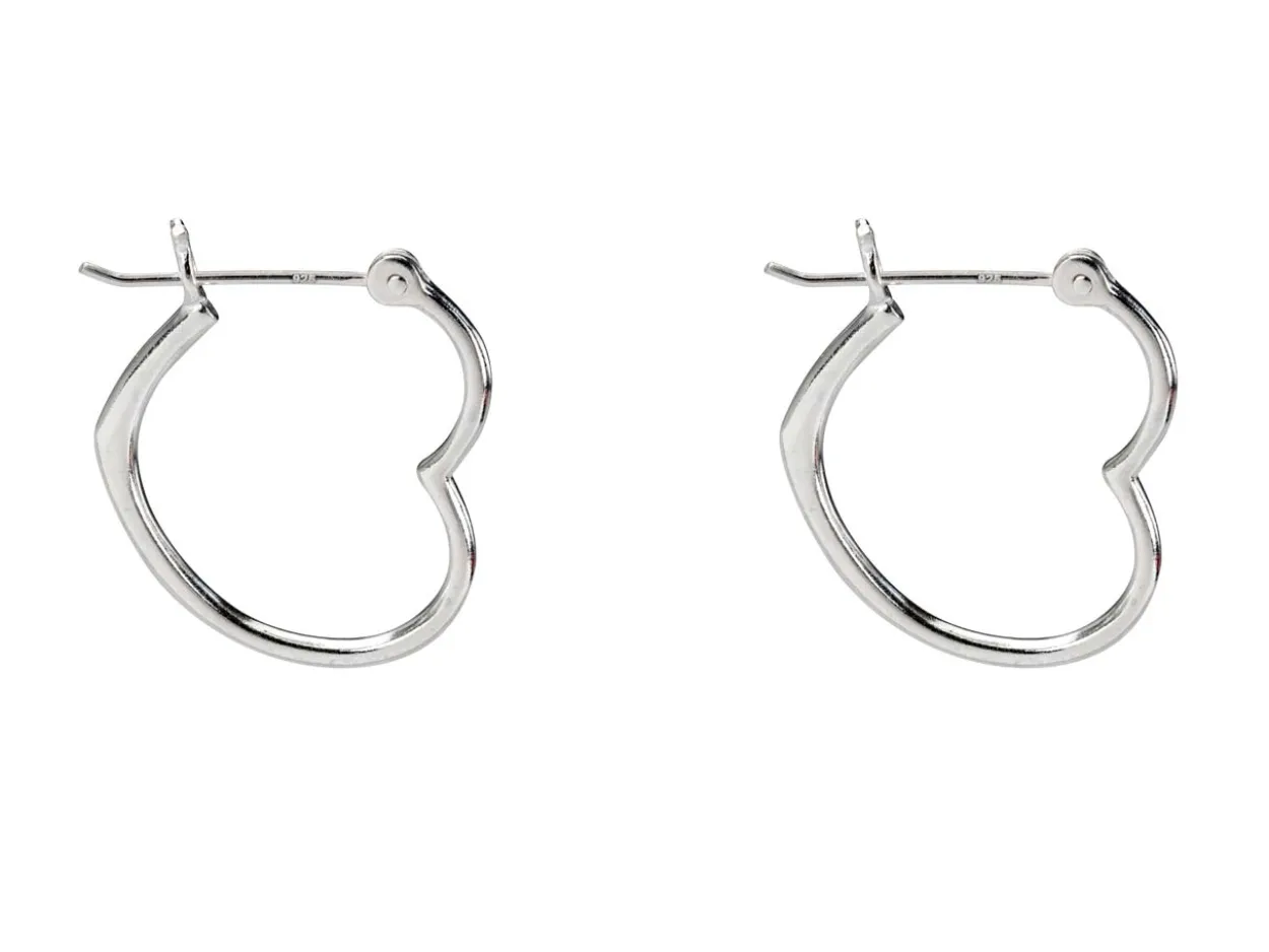 Sterling Silver Heart Hoop Design Stud Earrings