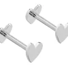 Sterling Silver Heart Labret Stud Earrings