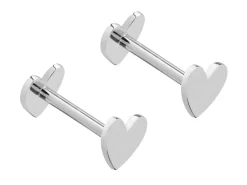 Sterling Silver Heart Labret Stud Earrings