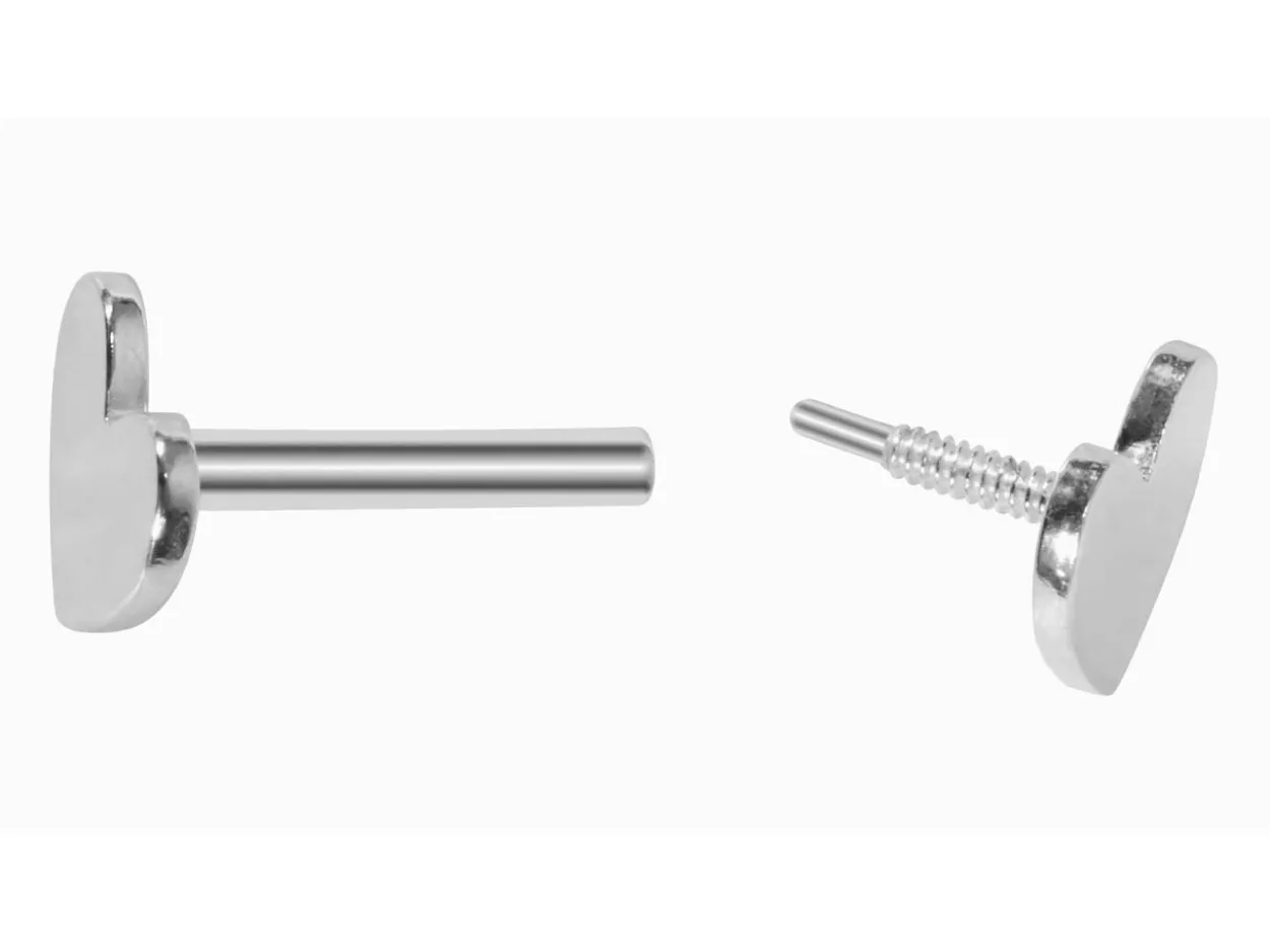 Sterling Silver Heart Labret Stud Earrings
