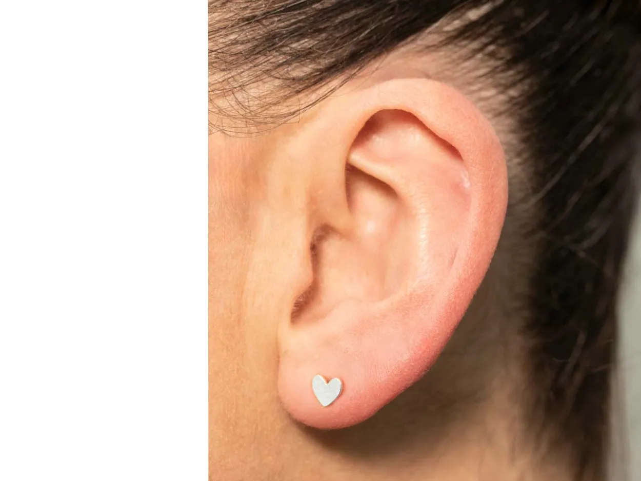 Sterling Silver Heart Labret Stud Earrings