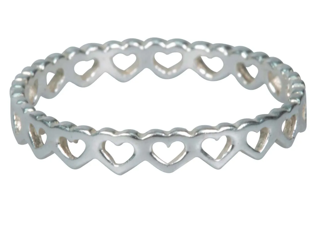 Sterling Silver Heart Outline Full Ring Size N