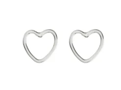 Sterling Silver Heart Outline Stud Earrings