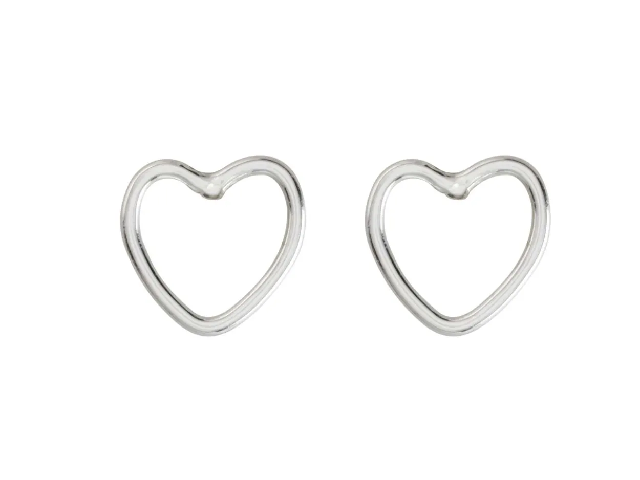 Sterling Silver Heart Outline Stud Earrings