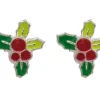 Sterling Silver Holly Design Stud Earrings