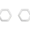 Sterling Silver Honeycomb Design Stud Earrings