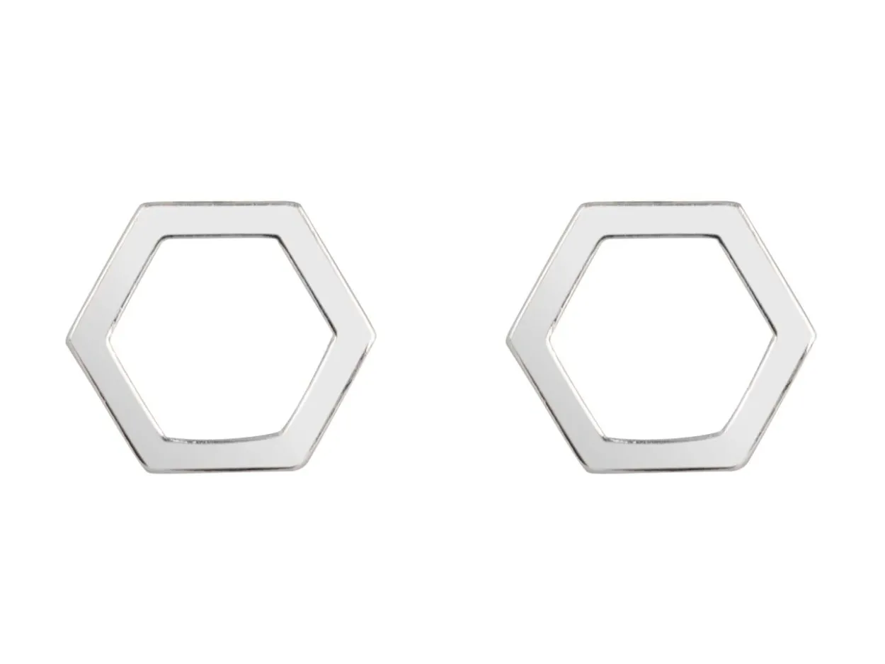 Sterling Silver Honeycomb Design Stud Earrings