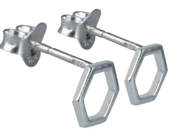 Sterling Silver Honeycomb Design Stud Earrings
