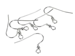 Sterling Silver Hook Wires, Pack of 6, With Bead And Loop