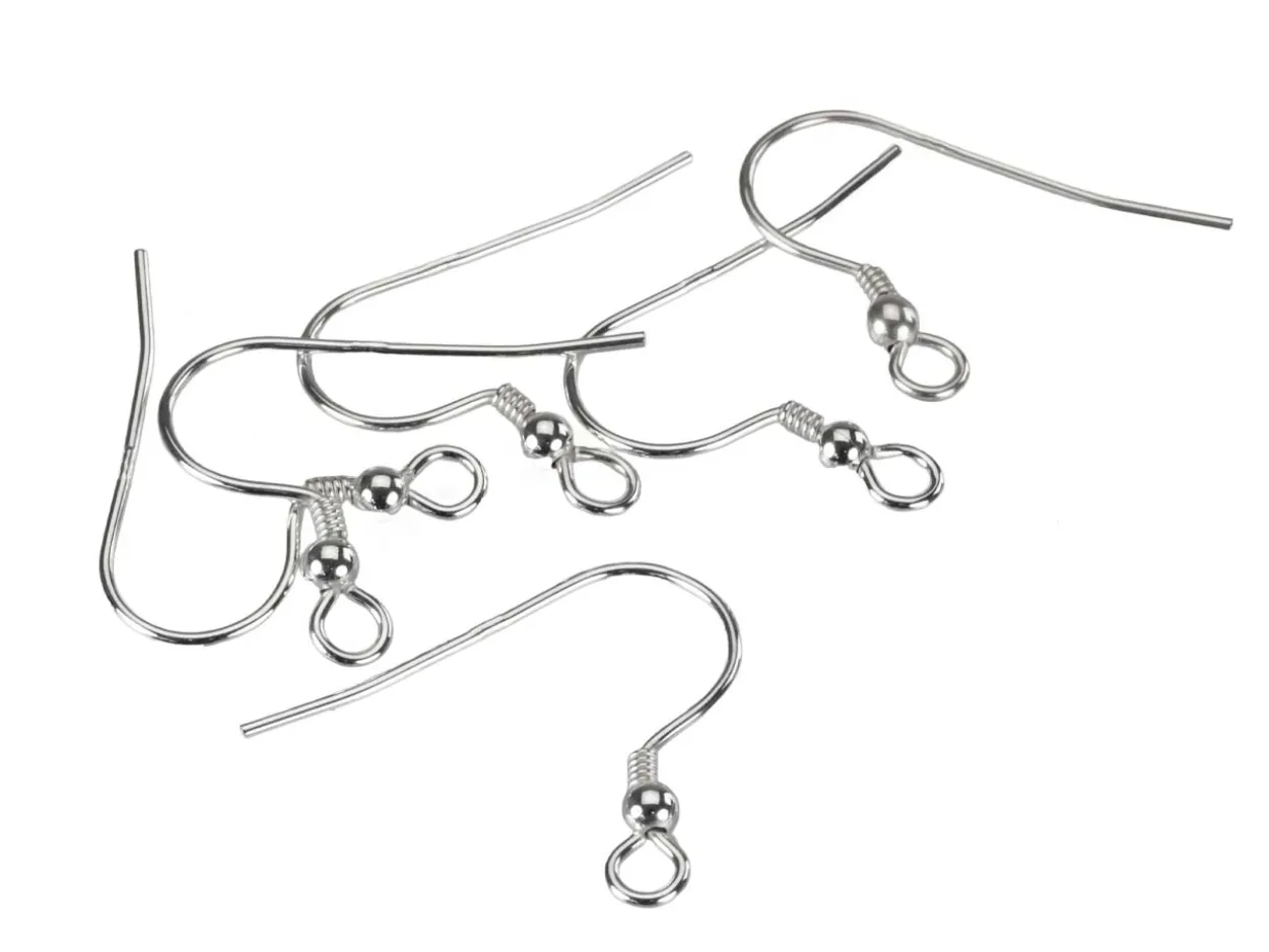 Sterling Silver Hook Wires, Pack of 6, With Bead And Loop