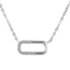 Sterling Silver Horizontal Large Link Stone Set Necklet 18"/45cm