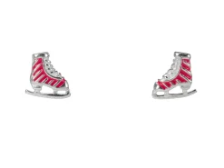 Sterling Silver Ice Skating Boot Design Stud Earrings