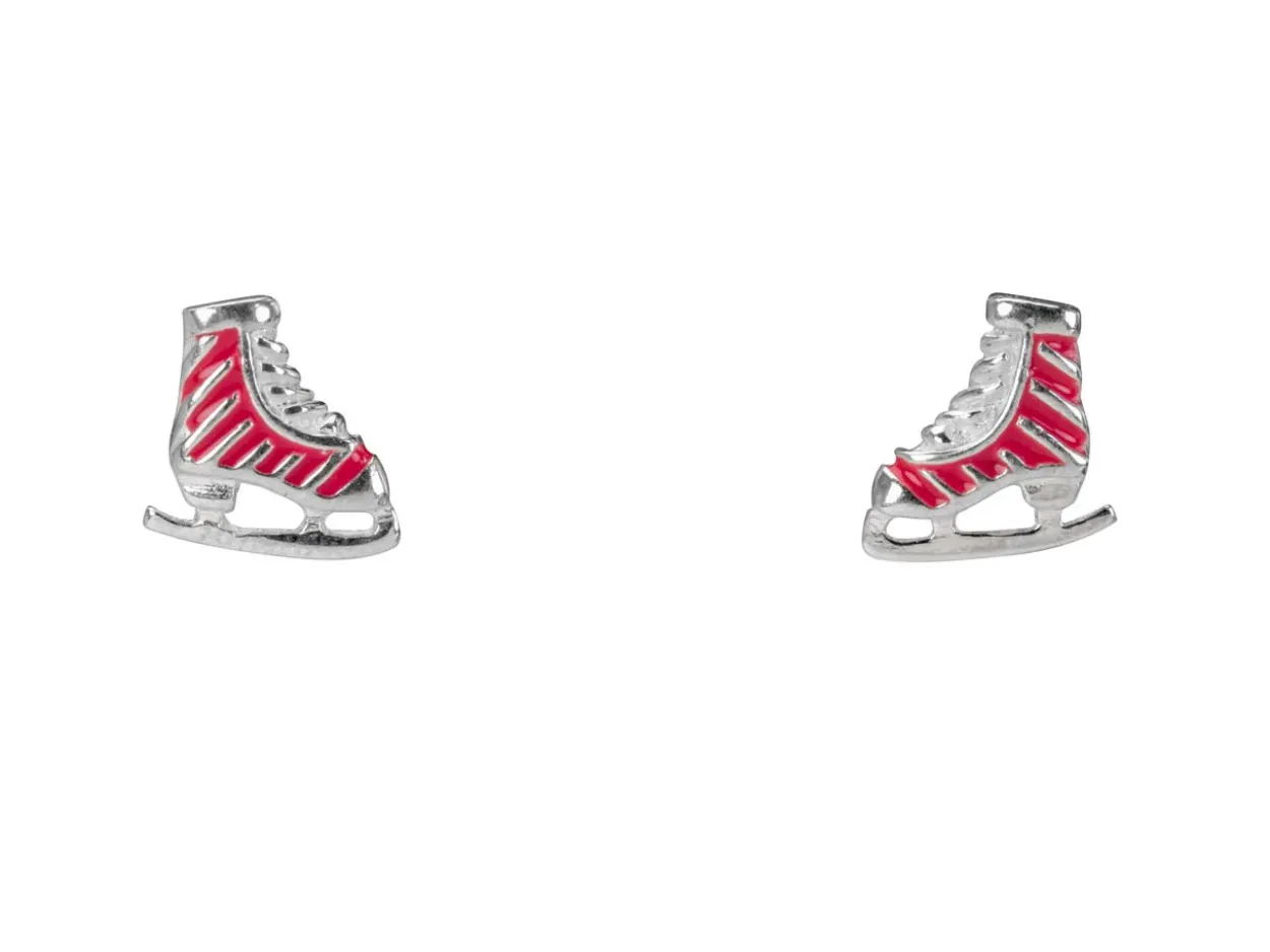 Sterling Silver Ice Skating Boot Design Stud Earrings
