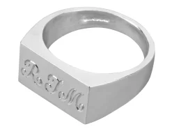 Sterling Silver Initial Rectangular Ring Hallmarked 17x12mm Head Depth 2.9mm Size S