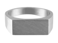 Sterling Silver Initial Rectangular Ring 14x8mm Hallmarked Head Depth 1.5mm Size O, 100% Recycled Silver