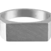 Sterling Silver Initial Rectangular Ring 14x9mm Hallmarked Head Depth 1.2mm Size O, 100% Recycled Silver