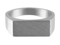 Sterling Silver Initial Rectangular Ring 14x9mm Hallmarked Head Depth 1.2mm Size O, 100% Recycled Silver