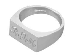 Sterling Silver Initial Rectangular Ring 14x7mm Hallmarked Head Depth 1.5mm Size L1/2, 100% Recycled Silver
