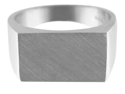 Sterling Silver Initial Rectangular Ring 17x11mm Hallmarked Head Depth 2.1mm Size R, 100% Recycled Silver