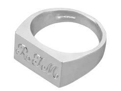 Sterling Silver Initial Rectangular Ring 17x11mm Hallmarked Head Depth 2.1mm Size R, 100% Recycled Silver