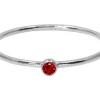 Sterling Silver January Birthstone Stacking Ring 2mm Garnet Cubic Zirconia