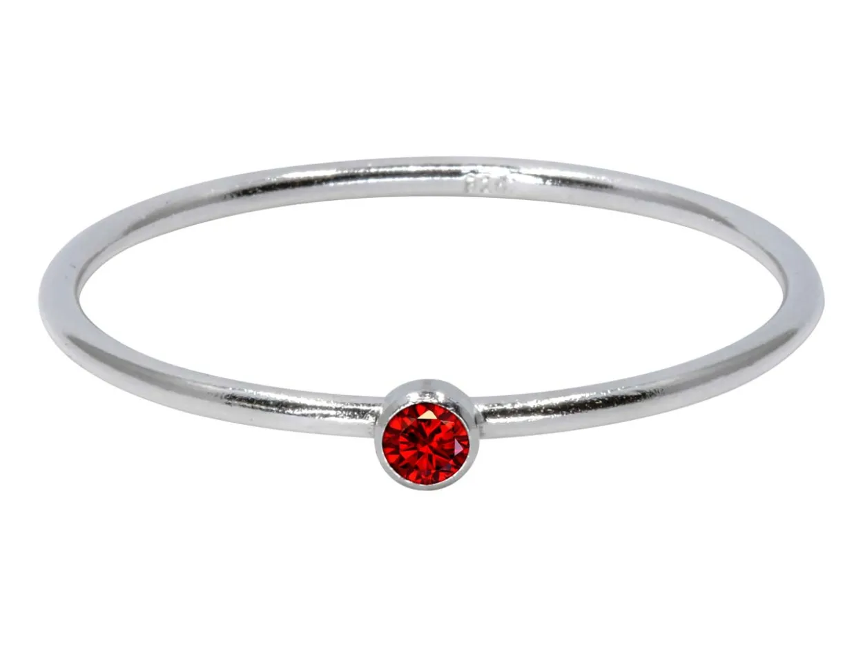 Sterling Silver January Birthstone Stacking Ring 2mm Garnet Cubic Zirconia