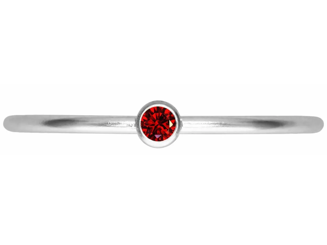 Sterling Silver January Birthstone Stacking Ring 2mm Garnet Cubic Zirconia