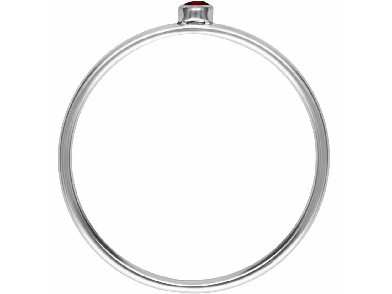 Sterling Silver January Birthstone Stacking Ring 2mm Garnet Cubic Zirconia