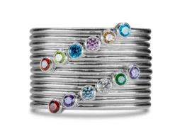 Sterling Silver January Birthstone Stacking Ring 2mm Garnet Cubic Zirconia