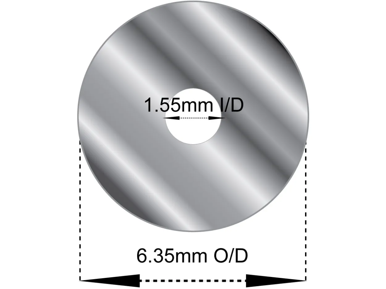Sterling Silver Jointing Tube, Outside Diameter 6.35mm, Inside Diameter 1.55mm, 2.4mm Wall Thickness, 100% Recycled Silver