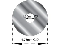 Sterling Silver Jointing Tube, Outside Diameter 4.75mm, Inside Diameter 1.25mm, 1.75mm Wall Thickness, 100% Recycled Silver
