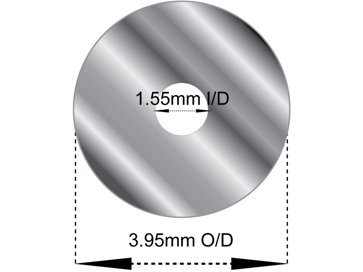 Sterling Silver Jointing Tube, Outside Diameter 3.95mm, Inside Diameter 1.55mm, 1.2mm Wall Thickness, 100% Recycled Silver