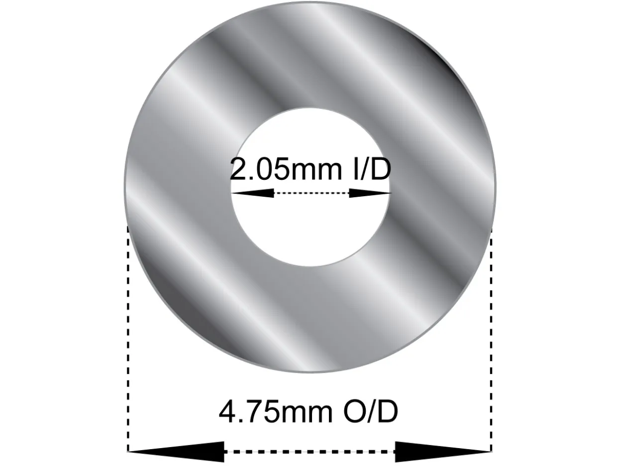 Sterling Silver Jointing Tube, Outside Diameter 4.75mm, Inside Diameter 2.05mm, 1.35mm Wall Thickness, 100% Recycled Silver