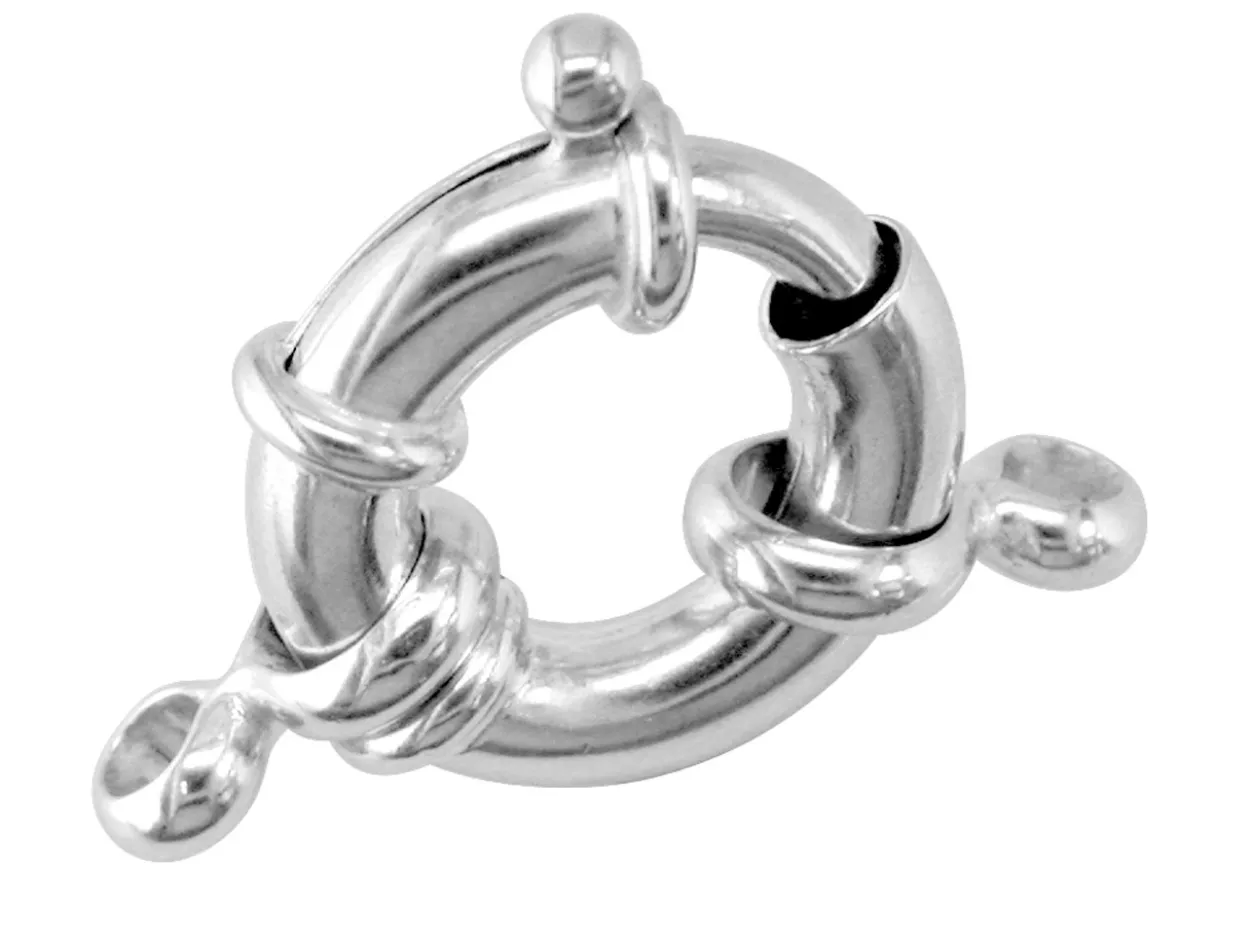Sterling Silver Jumbo Bolt Ring 22mm, V8, 2 Moveable Double Rings And 2 Jump Rings,