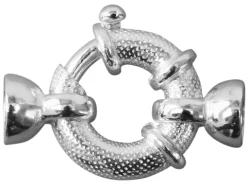Sterling Silver Jumbo Bolt Ring 15mm, 2 Round Caps And Internal Bar Textured Finish