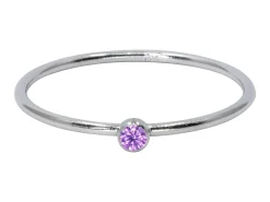 Sterling Silver June Birthstone Stacking Ring 2mm Light Amethyst Cubic Zirconia