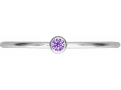 Sterling Silver June Birthstone Stacking Ring 2mm Light Amethyst Cubic Zirconia