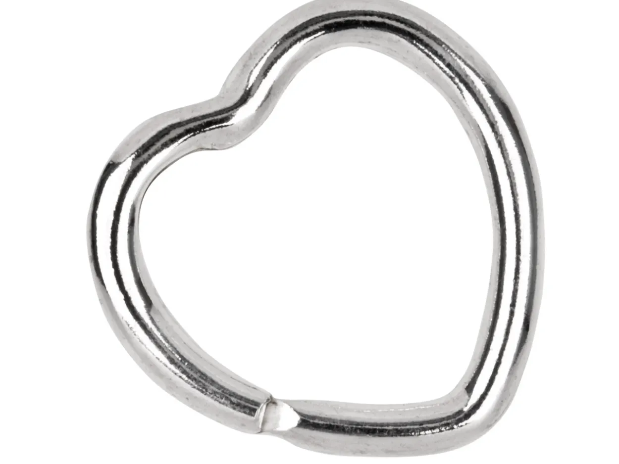 Sterling Silver Key Ring 30mm Split Ring, Heart Shape