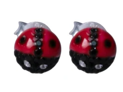 Sterling Silver Ladybird Enamel Design Stud Earrings