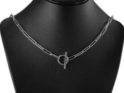 Sterling Silver Large Link Chain Design T-bar Necklet 18"/45cm